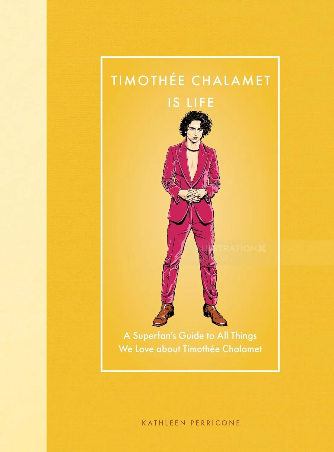 Illustration of Timothée Chalamet in a red suit by Butcher Billy