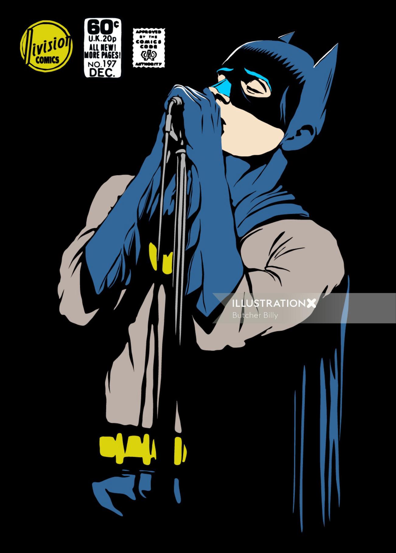 retro art of Post-Punk Dark Knight