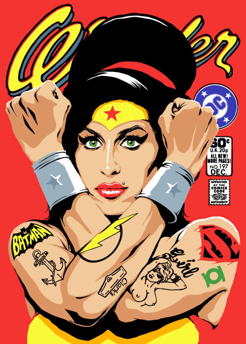 Une illustration d&#39;Amy Winehouse comme Wonder Woman