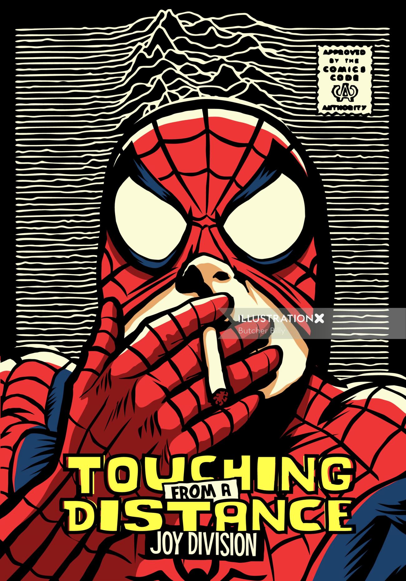 Pop culture art of smoking spider man