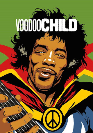 吉米·亨德里克斯 (Jimi Hendrix) 的复古艺术：巫毒之子 (Voodoo Child)