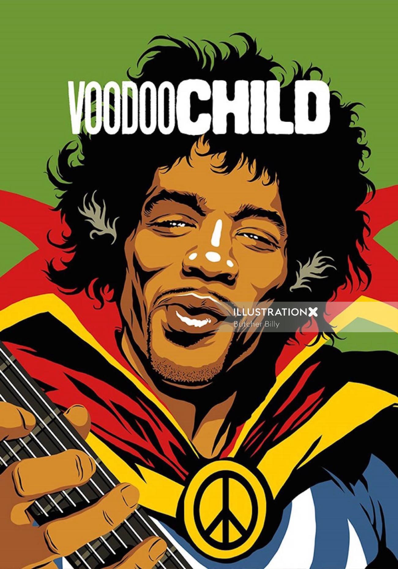 吉米·亨德里克斯（Jimi Hendrix）的复古艺术：伏都教儿童