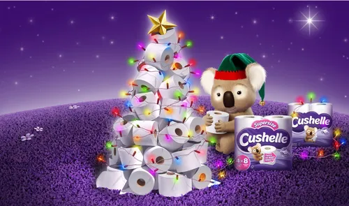 Christmas tree made up of toilet paper illustration