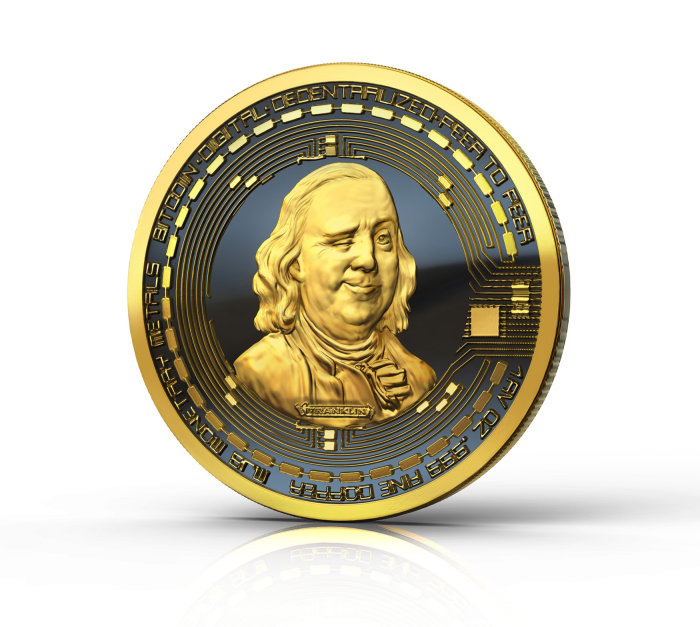 Benjamin Franklin BitCoin illustration for US magazine feature