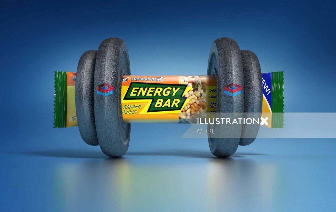 Energy bar 3D graphical illustration