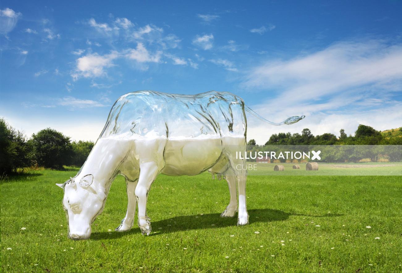 illustration de la campagne de commercialisation du lait proposée par la vache