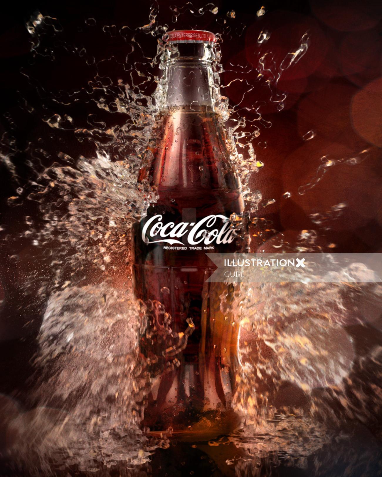 3d / cgi renderizando garrafa de coca-cola