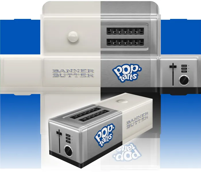 Wraparound box art for Pop Tarts and Banner Butter toaster promotion by CUBE