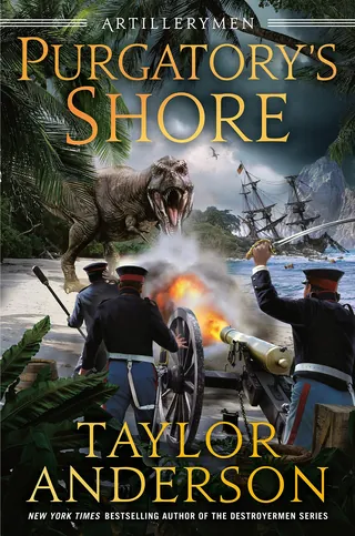 Purgatory's Shore book cover showing artillerymen firing cannon