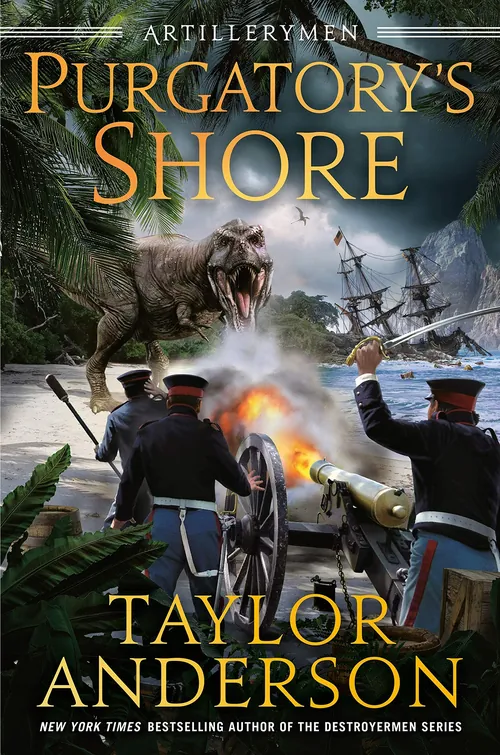 Purgatory's Shore book cover showing artillerymen firing cannon