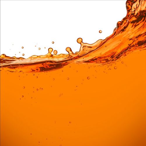 Close-up of orange wine splash with bubbles by artist CUBE