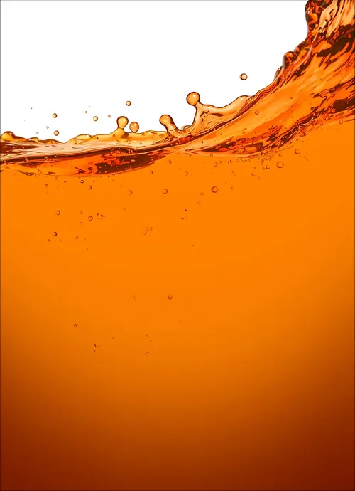Close-up of orange wine splash with bubbles by artist CUBE