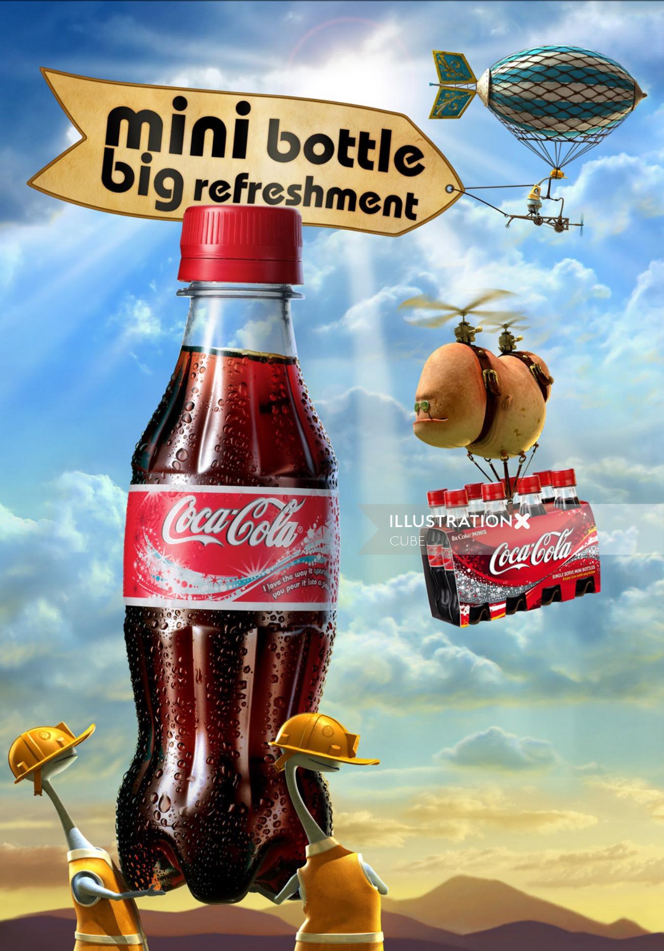 3D realistic poster for Coca-Cola