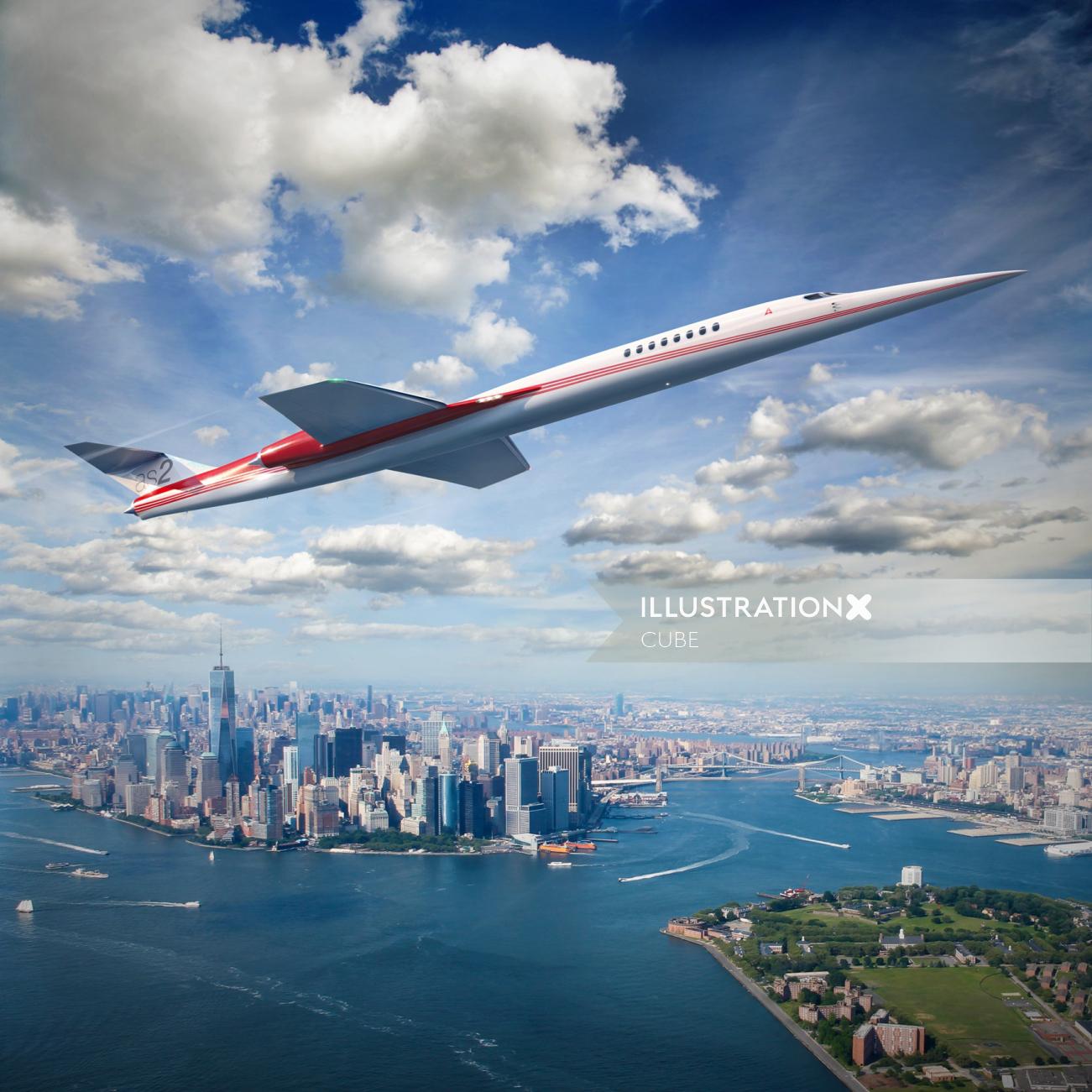 Photorealistic aeroplane flying
