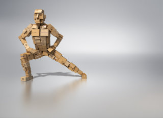 3d / cgi rendering man with cubes
