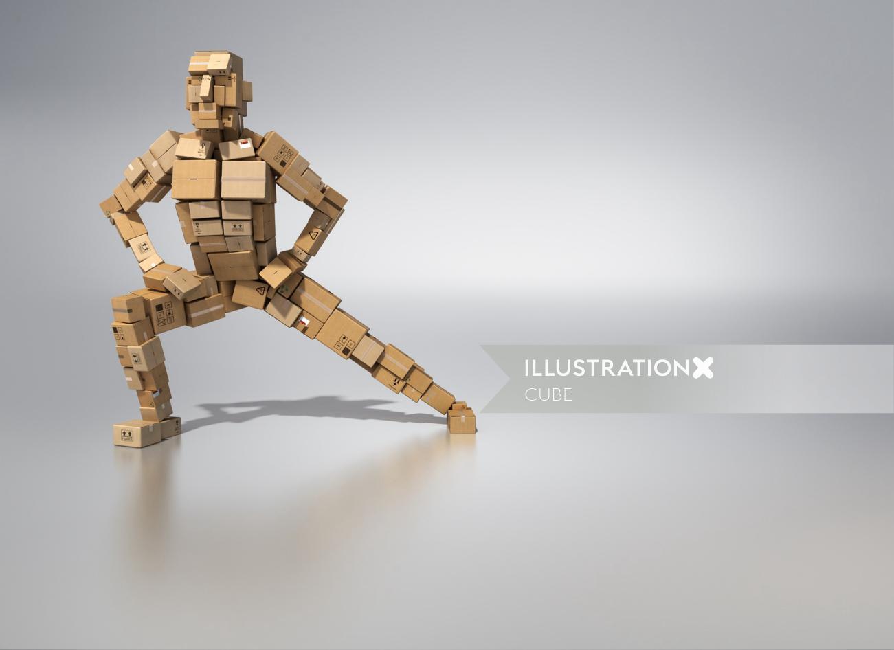 3d / cgi rendering man with cubes
