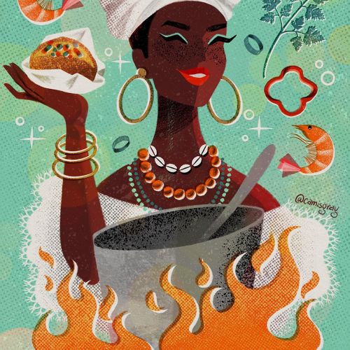 Chef cooking food illustration