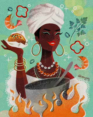 Chef, cuisine, nourriture, illustration