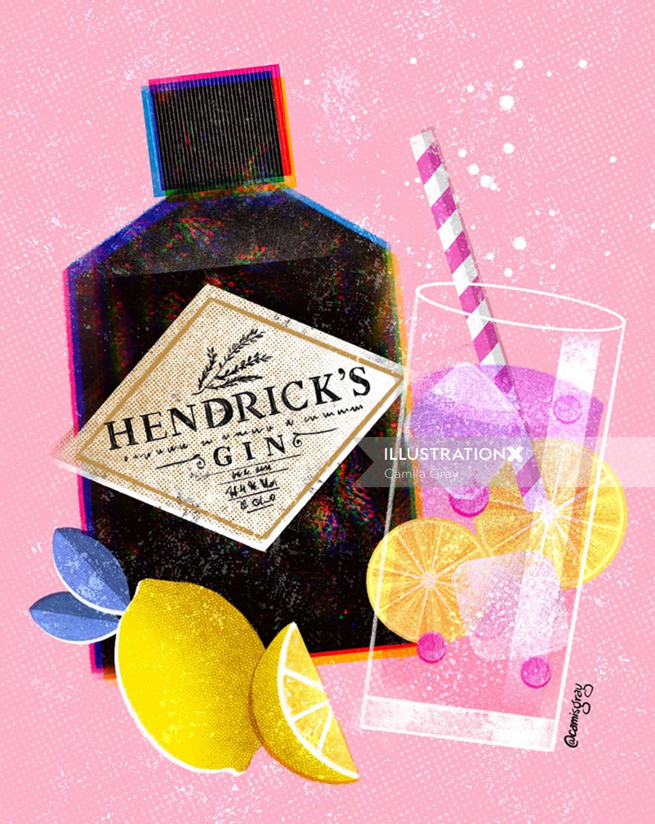 Packaging illustration of Hendrick's Gin