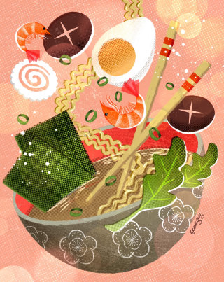 Ilustración de comida exótica china 