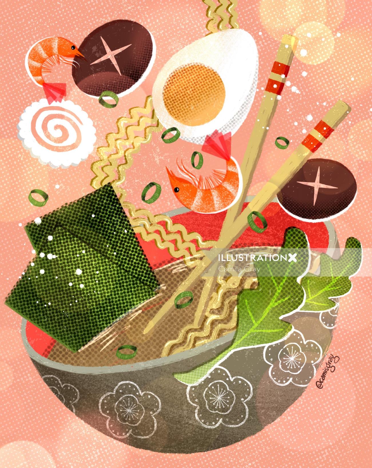 Chinese exotic food illustration 