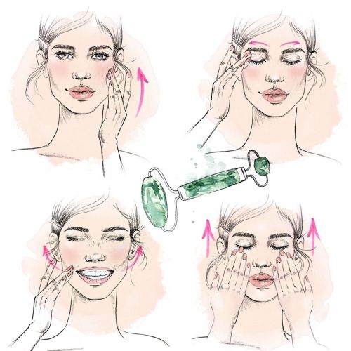 Women facial massage editorial illustration 