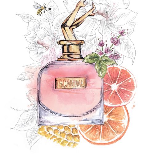 Decorative illustration for Scandal's perfume bottle 