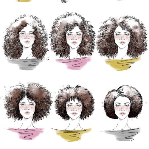 Face portrait of curly hair style girls