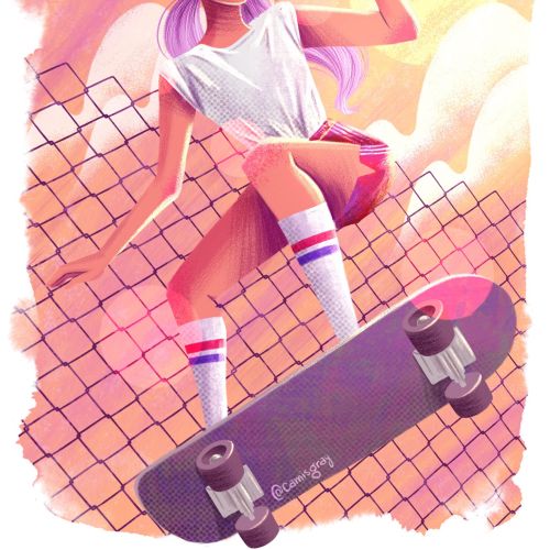 Skater girl painting by Camila Gray 