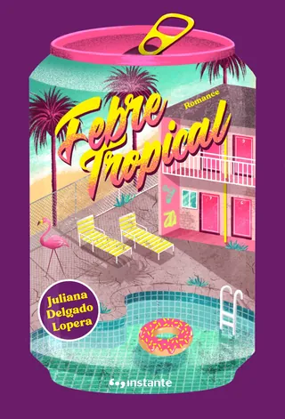 Colorful book cover with pool, lounge chairs, and tropical theme by Camila Gray
