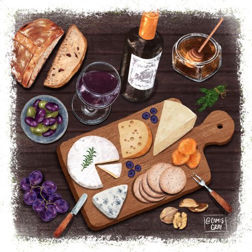 Cheese board and wine
