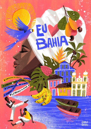 Ilustração de cartaz turístico da BAHIA