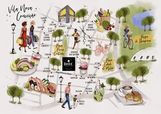 Illustrated map of Vila Nova Conceição neighborhood in São Paulo by Camila Gray