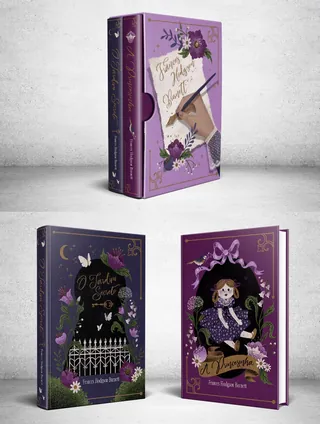 Box set of classic books with floral and doll-themed covers by Camila Gray