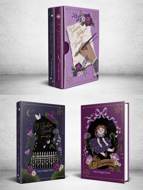 Box set of classic books with floral and doll-themed covers by Camila Gray