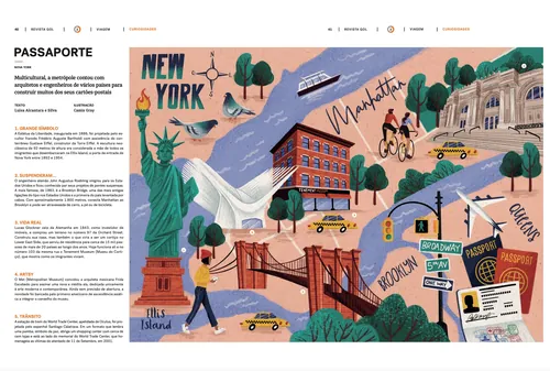 Illustrated map of New York featuring landmarks and neighborhoods by Camila Gray