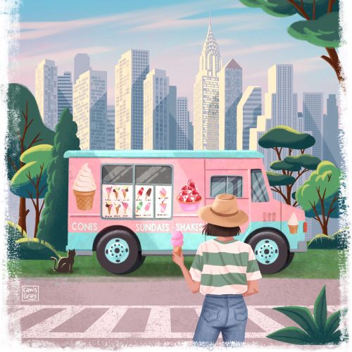 NY ice cream truck frequented by middle graders