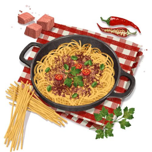 Spaghetti drawing for Christmas recipes book