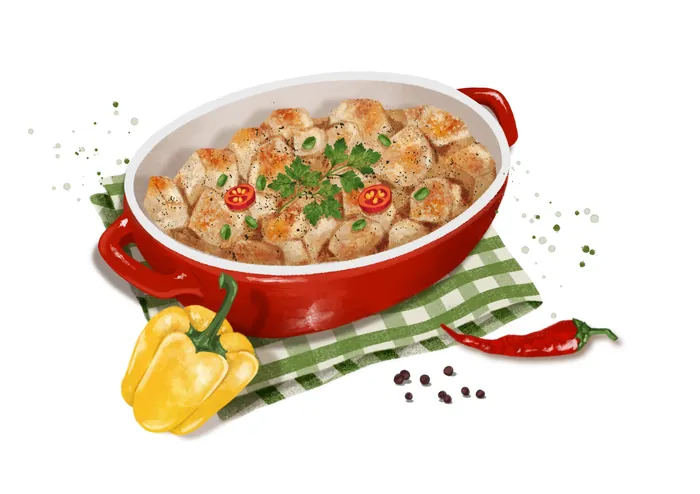 Food illustrations for a Christmas recipe book