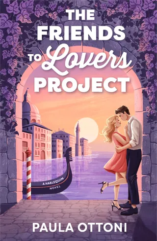 Book cover of The Friends to Lovers Project by Camila Gray showing couple hugging near Venice canal