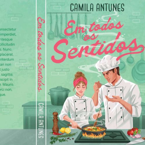 Illustration of two chefs cooking together with kitchen utensils by Camila Gray