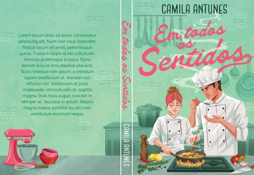 Illustration of two chefs cooking together with kitchen utensils by Camila Gray