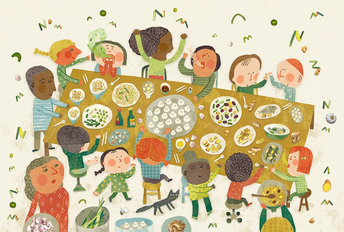 Pintura de um almoço fedorento no jardim de infância