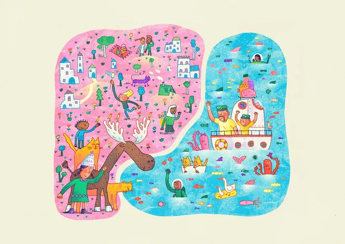 "Life is Like a Map" series illustration by Cara Wart