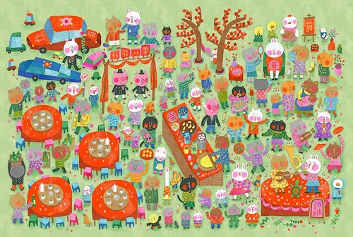 Showcases an expansive Chinese countryside wedding scene