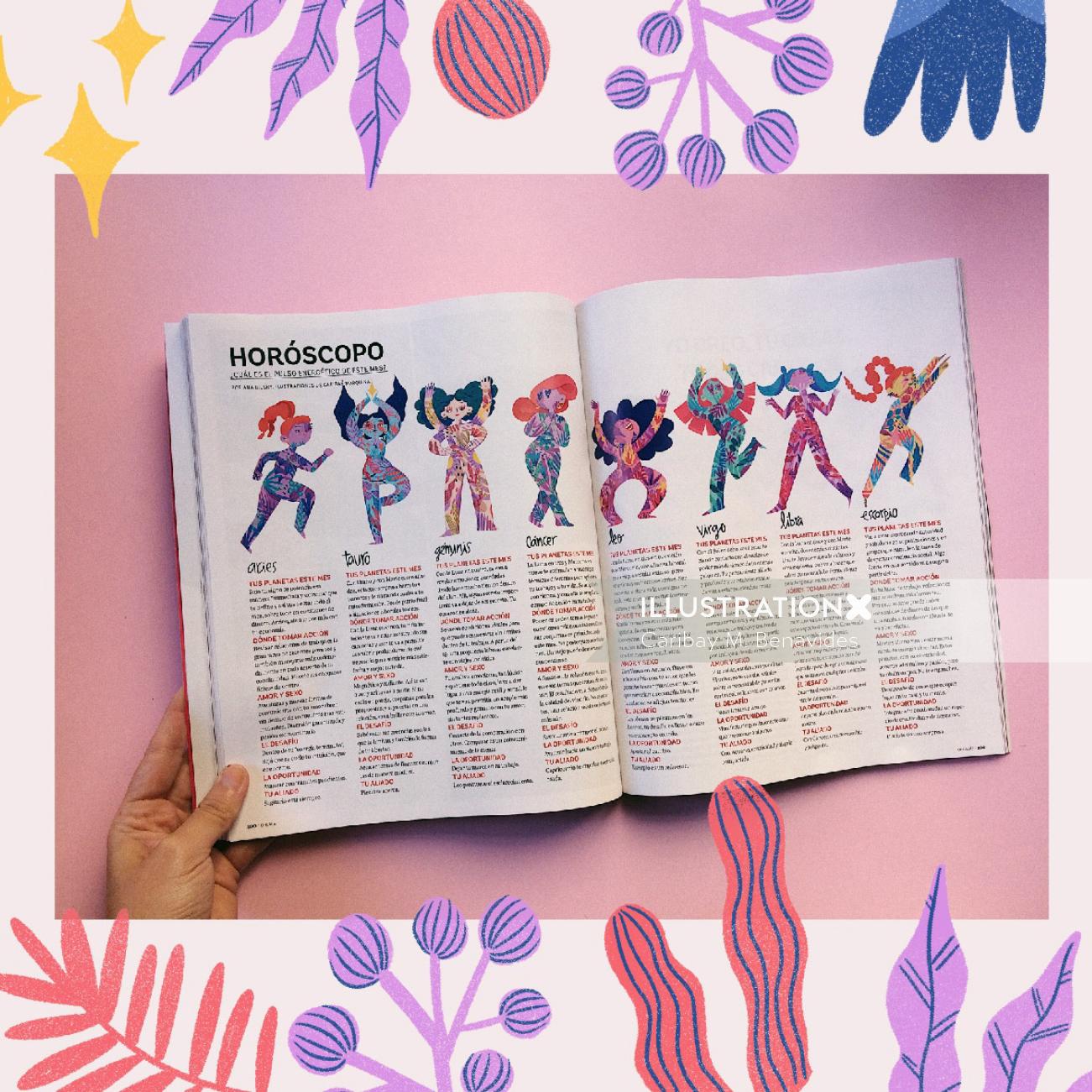 Illustrations for the April horoscope of Oh Lala magazine