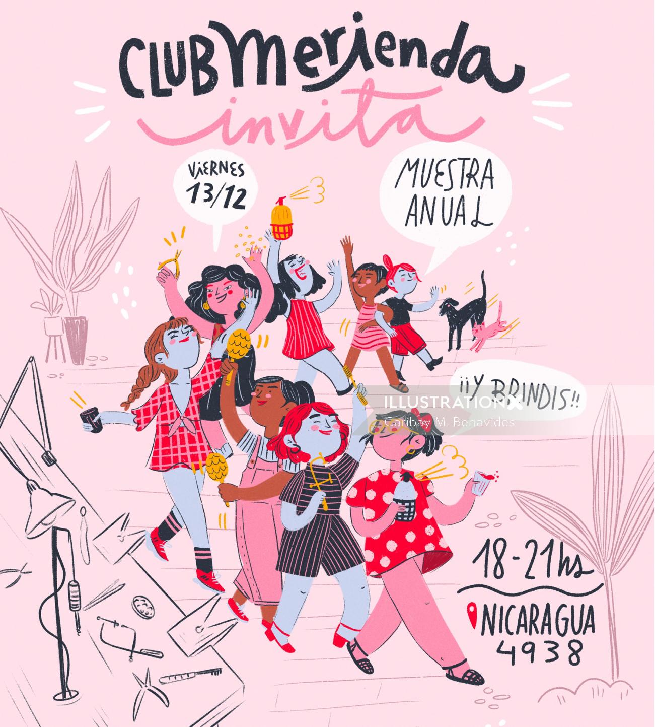 Ilustração pop do clube Merienda
