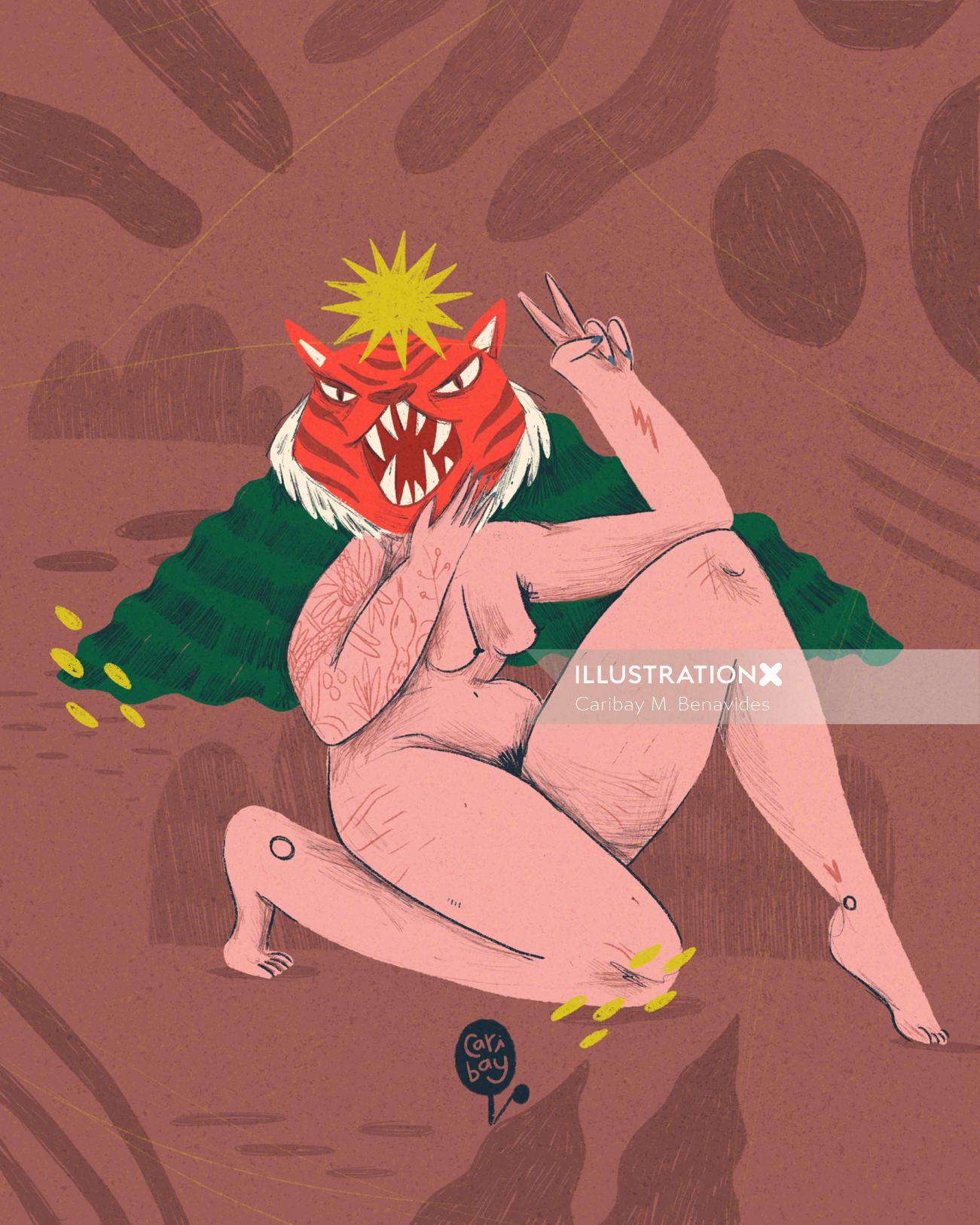 カリベイM.ベナビデスによる野生の女性のイラスト