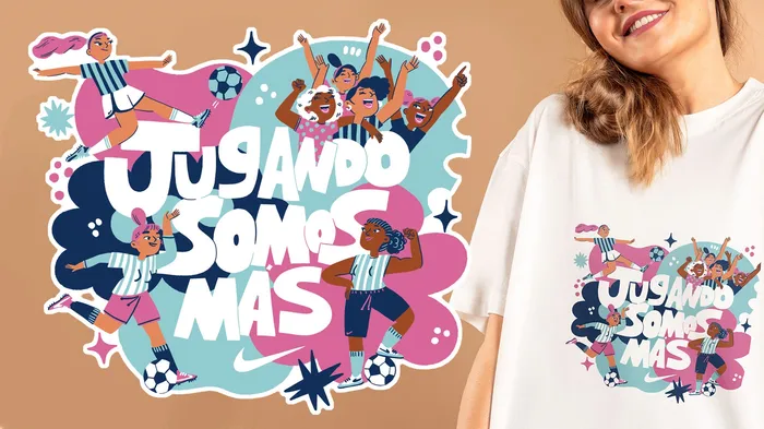 アルゼンチン女子サッカーチームのイラスト入りTシャツ