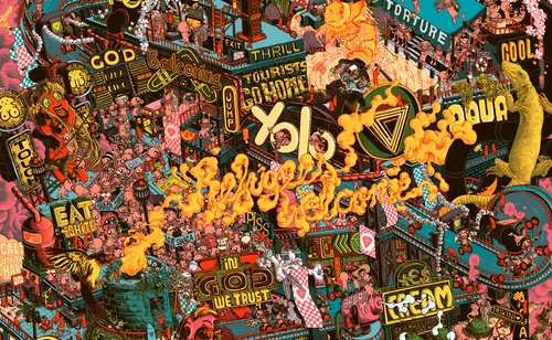 Giant artwork depicting tourism's impact
